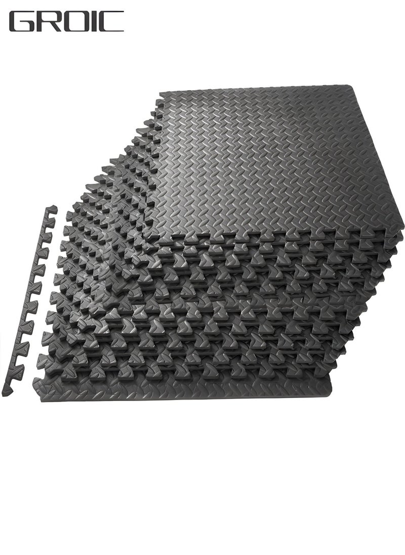 12 Pack Puzzle Exercise Floor Mat, EVA Foam Mats with Interlocking Floor Tiles, 12'' x 12'' Foam Gym Mat, Protective Flooring Mats Interlocking for Home and Gym Equipment