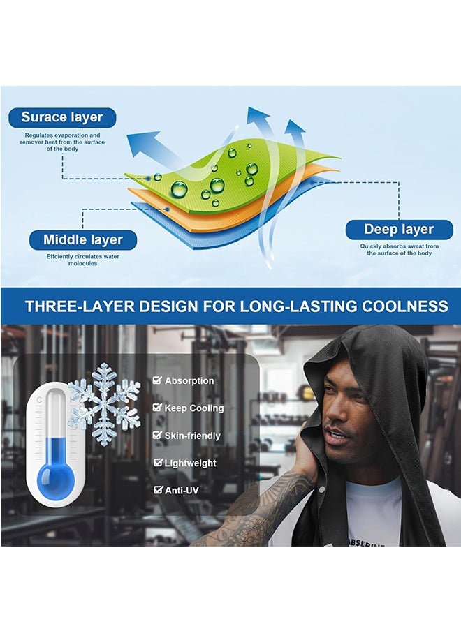 3Pcs Cooling Hoodie Towels for Neck and Face, UPF 50 Sun Protection & Instant Cooling, Ice Towels for Hot Weather, Soft Breathable Towel for Sport, Work Out, Gym, Camping & More Activities