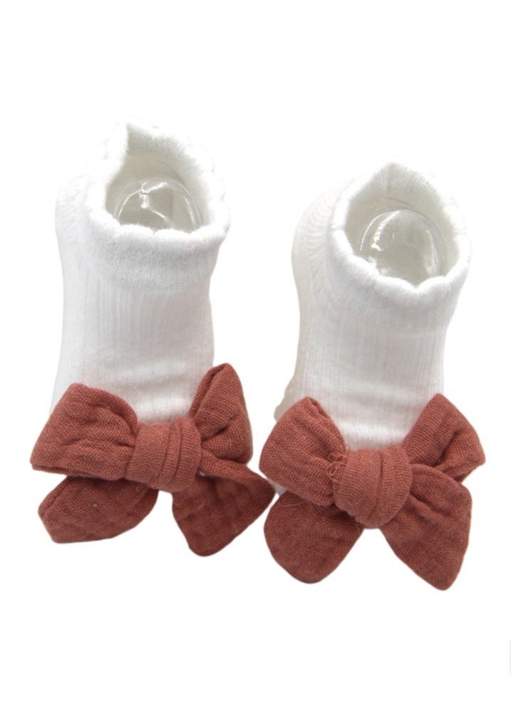 Bambimici - Anika Socks & Ribbon Bow Headband Set - Rust Orange