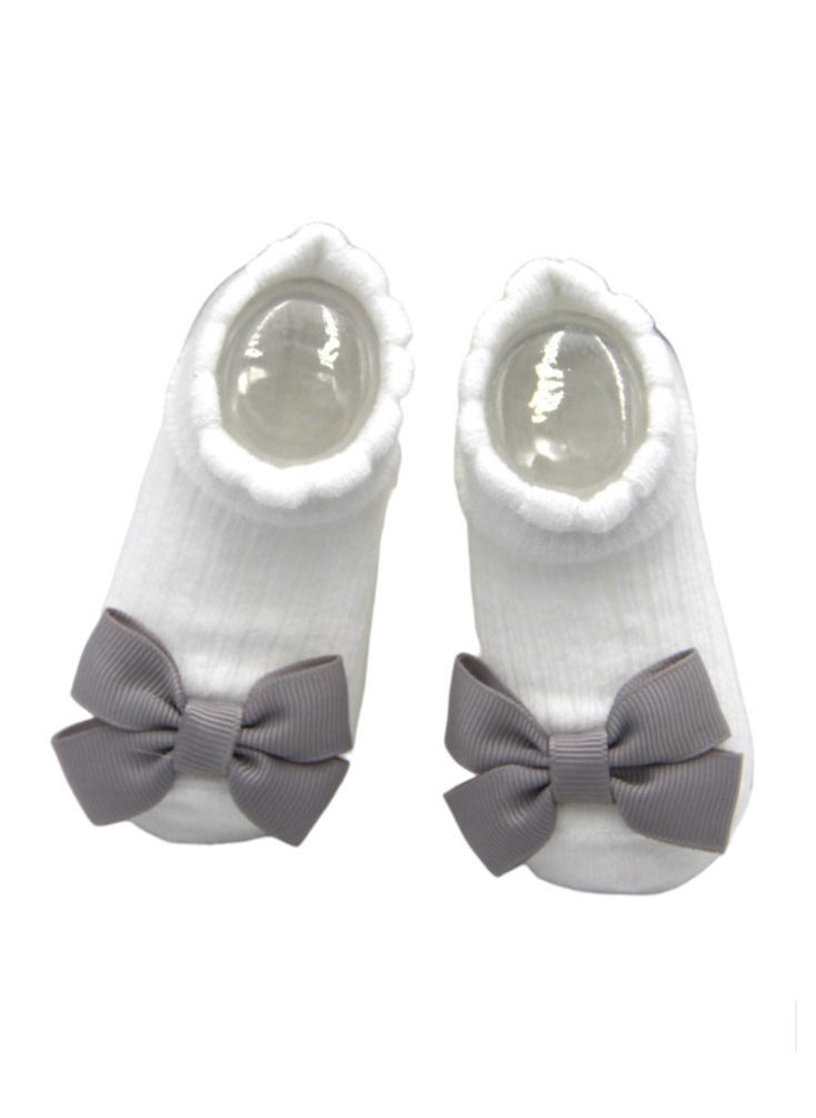 Bambimici - Aaliyah Socks & Cute Ribbon Big Bow Headband Set - Grey