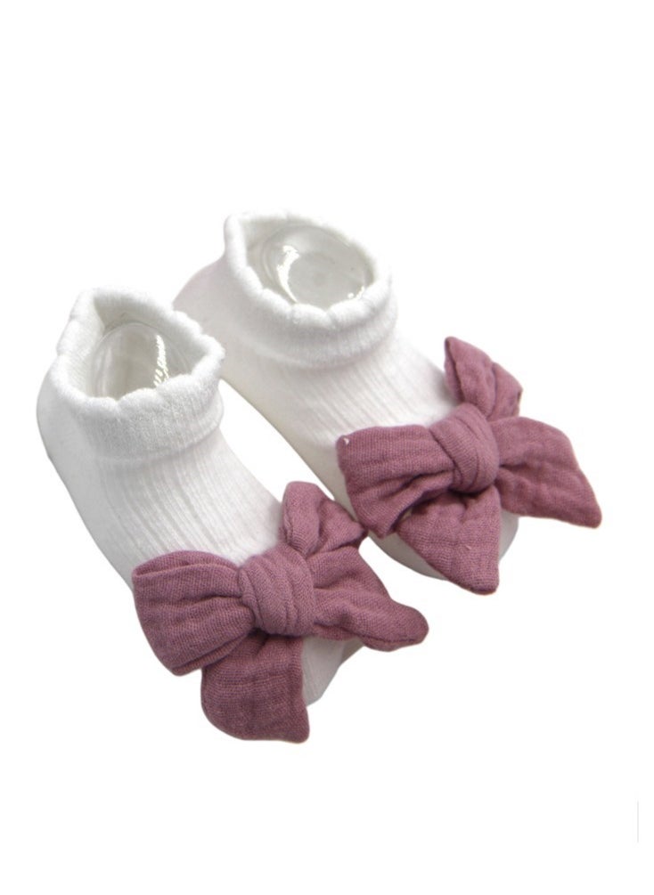 Bambimici - Anika Socks & Ribbon Bow Headband Set -Dark Mauve