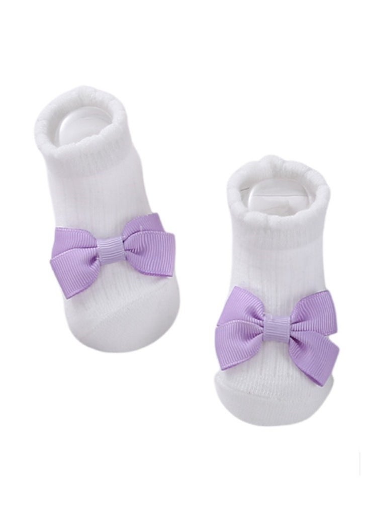 Bambimici - Aaliyah Socks & Cute Ribbon Big Bow Headband Set - Purple