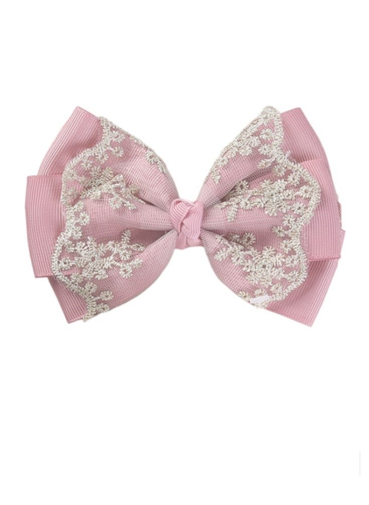 Bambimici - Aaliyah Socks & Cute Ribbon Big Bow Headband Set - Baby Pink