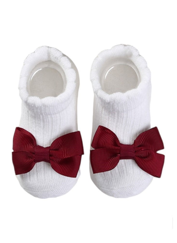 Bambimici - Aaliyah Socks & Cute Ribbon Big Bow Headband Set - Burgundy