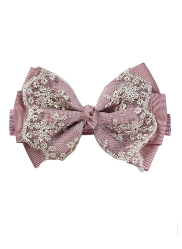 Bambimici - Aaliyah Socks & Cute Ribbon Big Bow Headband Set - Old Rose