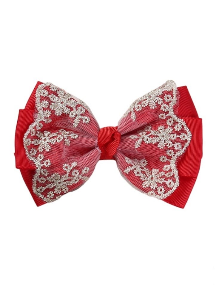 Bambimici - Aaliyah Socks & Cute Ribbon Big Bow Headband Set - Red