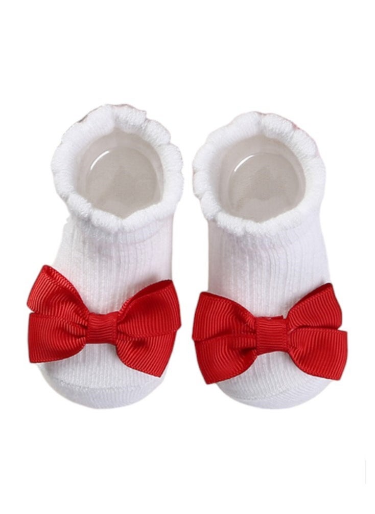 Bambimici - Aaliyah Socks & Cute Ribbon Big Bow Headband Set - Red