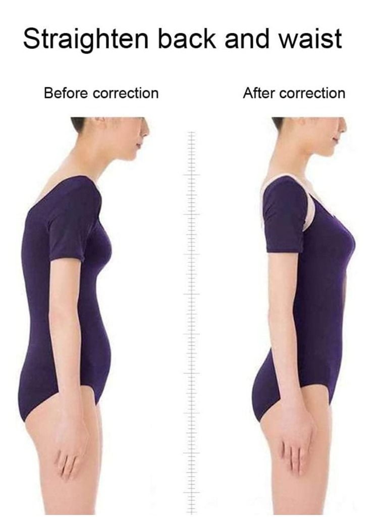 Posture Corrector, 2 Pcs Correction Belt Back Spine Support Adjustable Upper Brace for Clavicle and Providing Pain Relief Women Men, Breathable(L)