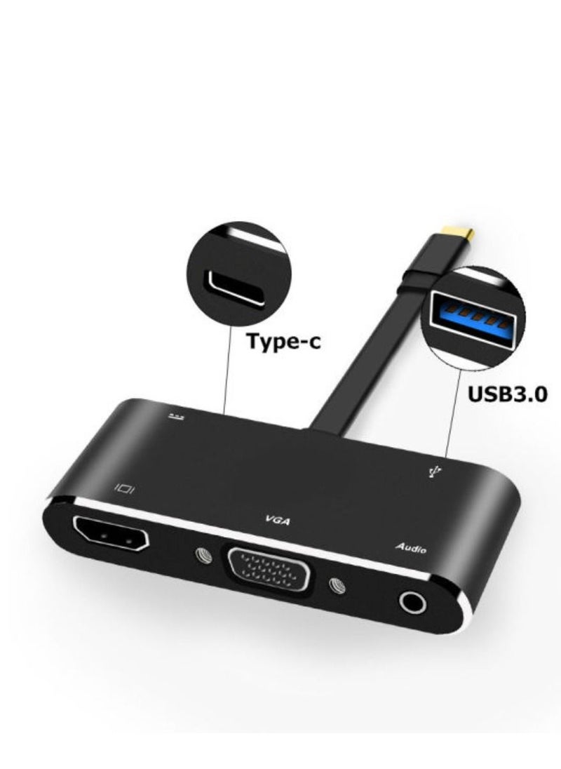 USB C Hub,5 In 1 Type C Adapter With 4K HDMI Port,VGA Port, AV Port,1 PD Quick Charge Port,1 USB 3.0 Port