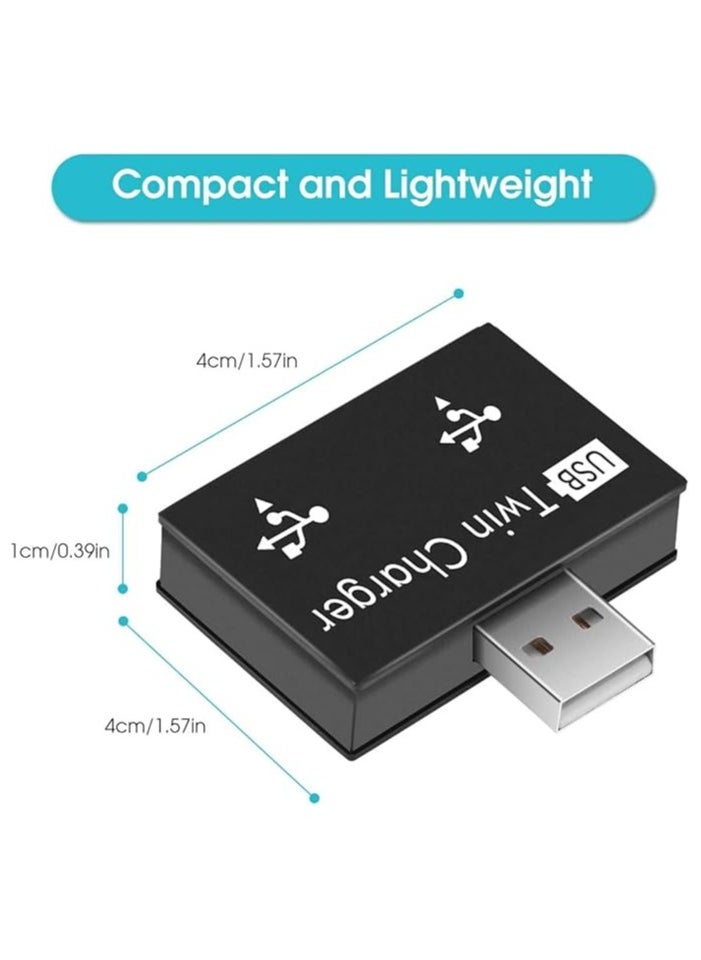 2 Port USB 2.0 Hub, USB Multiport Adapter, Ultra Slim Portable Data Hub, Mini USB Splitter for USB Port Devices (Black)