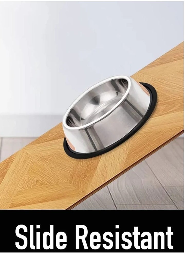 Stainless Steel Dog Bowls, Pet Food and Water Bowl with Non-Slip Rubber Base for Small, Kittens Puppy Rabbit Medium Large Extra Dogs (2 Pack)