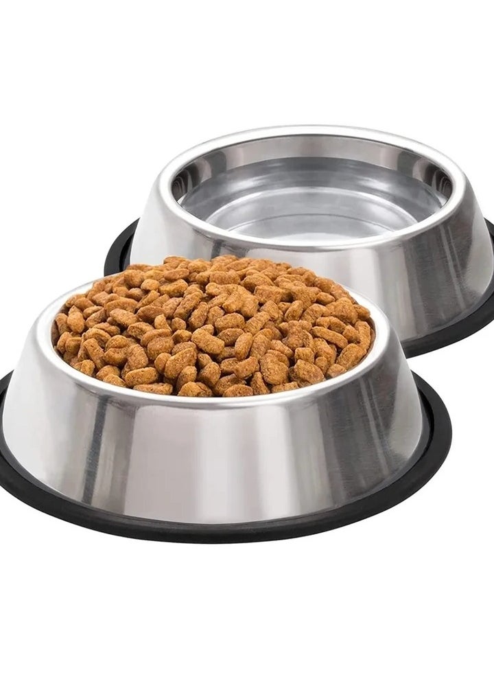 Stainless Steel Dog Bowls, Pet Food and Water Bowl with Non-Slip Rubber Base for Small, Kittens Puppy Rabbit Medium Large Extra Dogs (2 Pack)