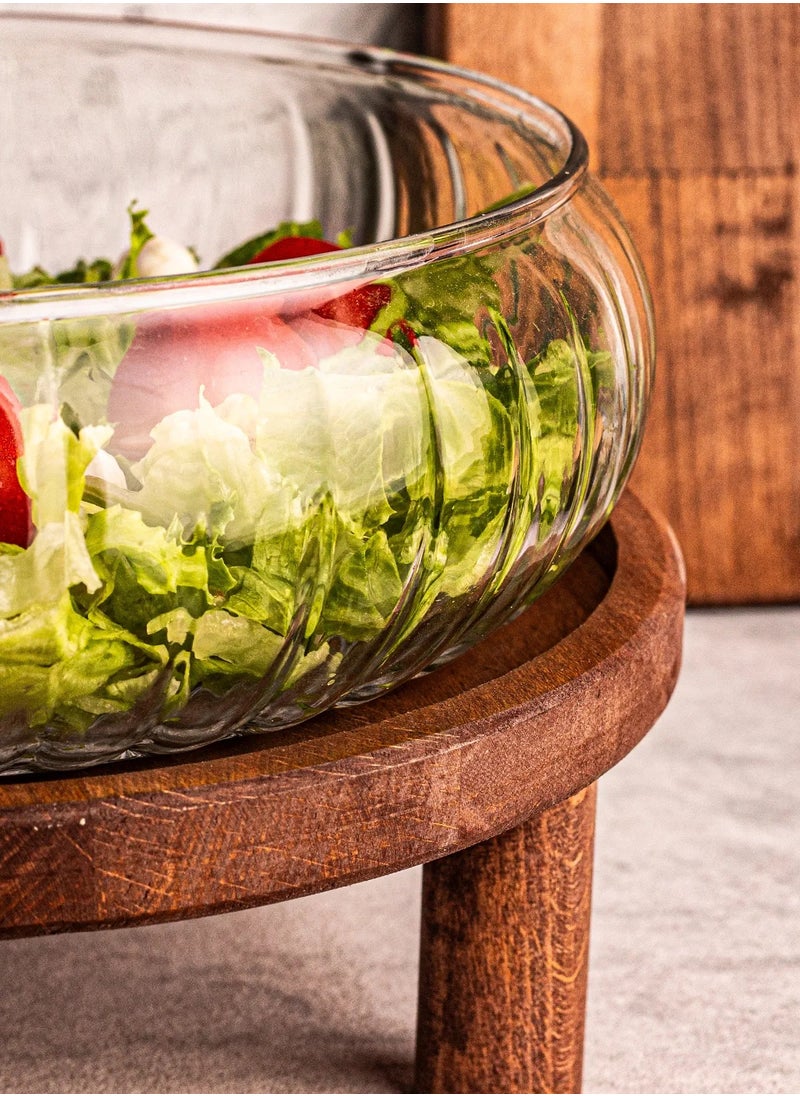 Large Glass Salad Serving Bowl with Stand