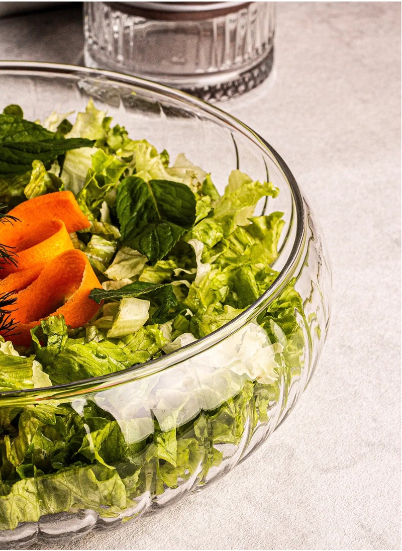 Large Glass Salad Serving Bowl with Stand