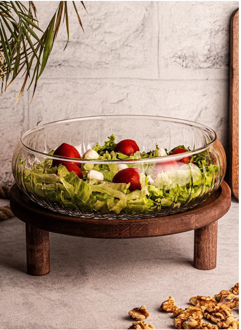 Large Glass Salad Serving Bowl with Stand