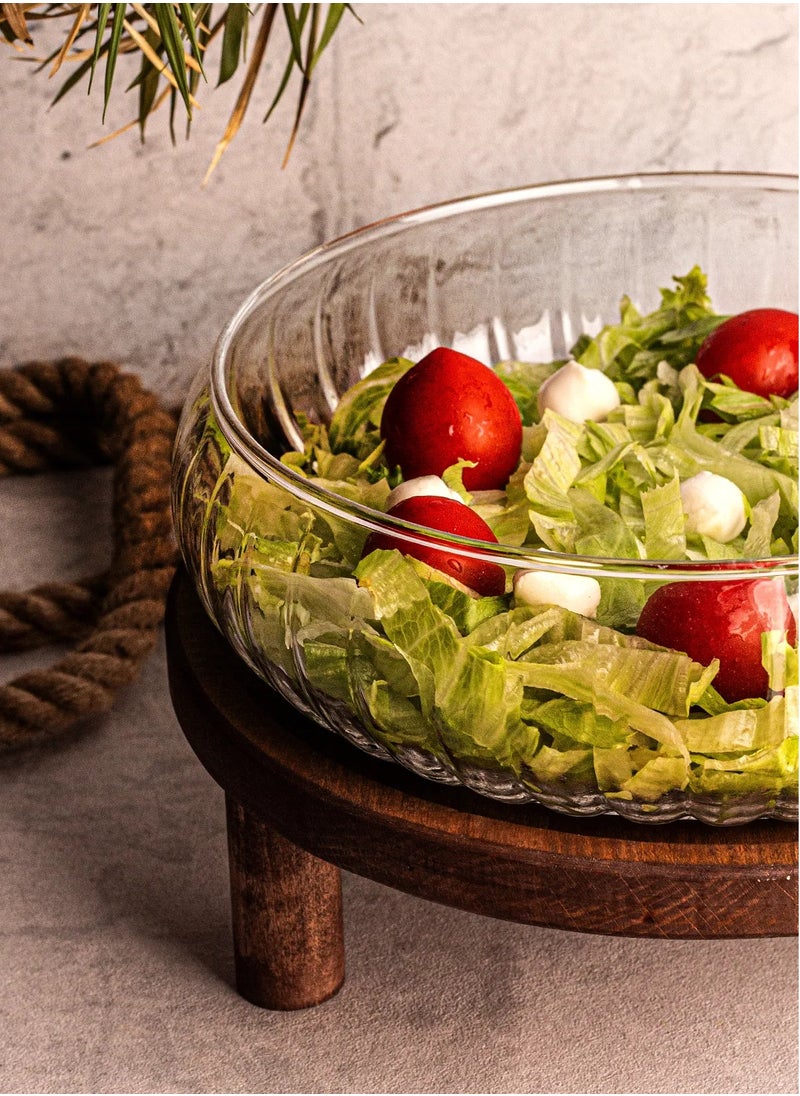 Large Glass Salad Serving Bowl with Stand