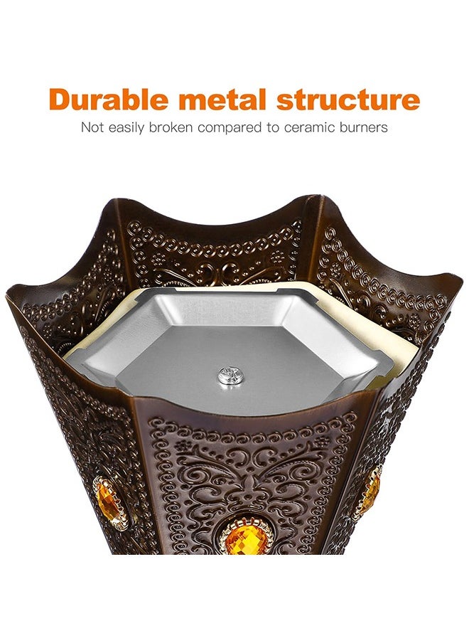 Electric Incense Burner Middle Eastern Style Tabletop Electric Censer Censer Metal Incense Burner for Home Office Yoga Spa Decor Copper (UK Plug)