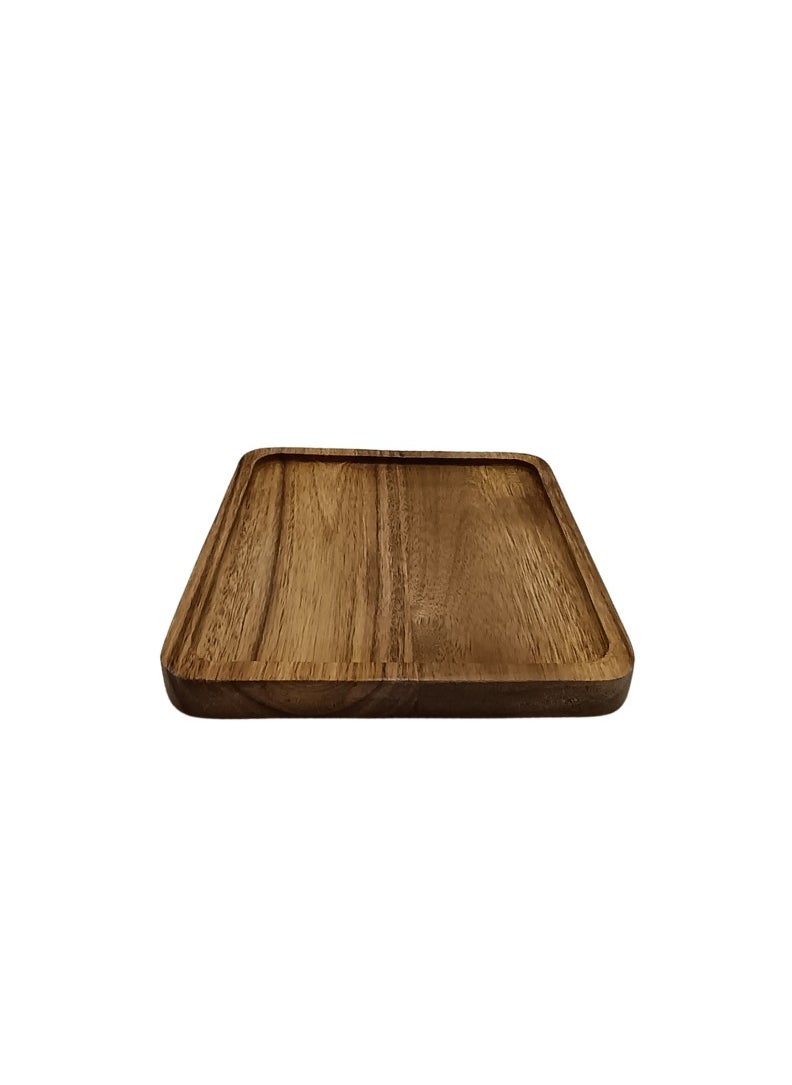 Liying Square Serving Oak Wooden Tray 25*25cm for Serving Beverages & Food on Bar, Living Room, Home, Dining Table