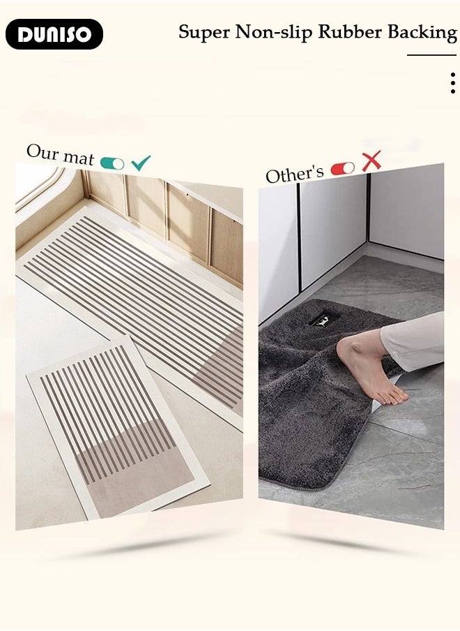 2 PCS  Kitchen Mats and Rugs Set , Non Slip Heavy Duty Standing Mat, Quick Dry Diatom Mud Floor Mat,  Extra Soft and Absorbent Floor Mats for  Kitchen, Bath, Office, Laundry(40*60cm+40*120cm)