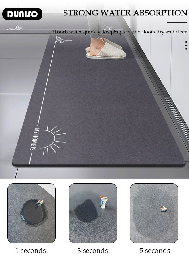 2 PCS  Kitchen Mats and Rugs Set , Non Slip Heavy Duty Standing Mat, Quick Dry Diatom Mud Floor Mat,  Extra Soft and Absorbent Floor Mats for  Kitchen, Bath, Office, Laundry(40*60cm+40*120cm)