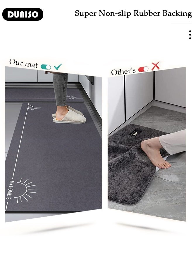 2 PCS  Kitchen Mats and Rugs Set , Non Slip Heavy Duty Standing Mat, Quick Dry Diatom Mud Floor Mat,  Extra Soft and Absorbent Floor Mats for  Kitchen, Bath, Office, Laundry(40*60cm+40*120cm)