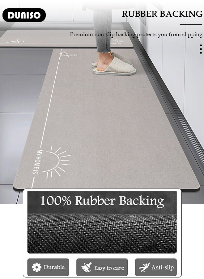 2 PCS  Kitchen Mats and Rugs Set , Non Slip Heavy Duty Standing Mat, Quick Dry Diatom Mud Floor Mat,  Extra Soft and Absorbent Floor Mats for  Kitchen, Bath, Office, Laundry(40*60cm+40*120cm)