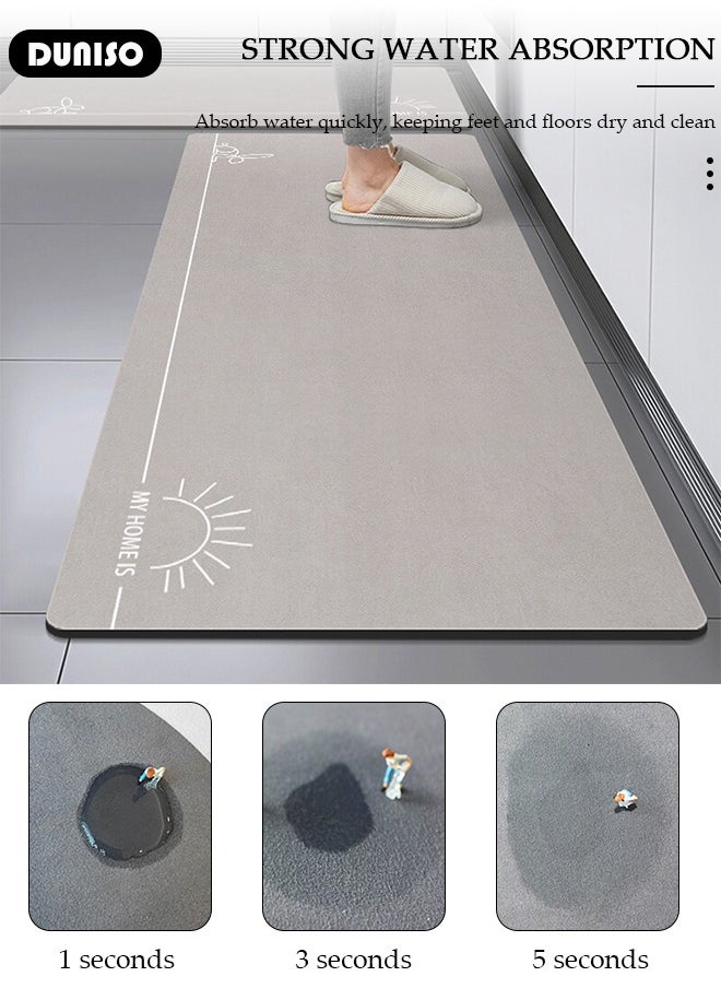 2 PCS  Kitchen Mats and Rugs Set , Non Slip Heavy Duty Standing Mat, Quick Dry Diatom Mud Floor Mat,  Extra Soft and Absorbent Floor Mats for  Kitchen, Bath, Office, Laundry(40*60cm+40*120cm)