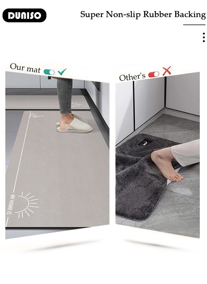 2 PCS  Kitchen Mats and Rugs Set , Non Slip Heavy Duty Standing Mat, Quick Dry Diatom Mud Floor Mat,  Extra Soft and Absorbent Floor Mats for  Kitchen, Bath, Office, Laundry(40*60cm+40*120cm)