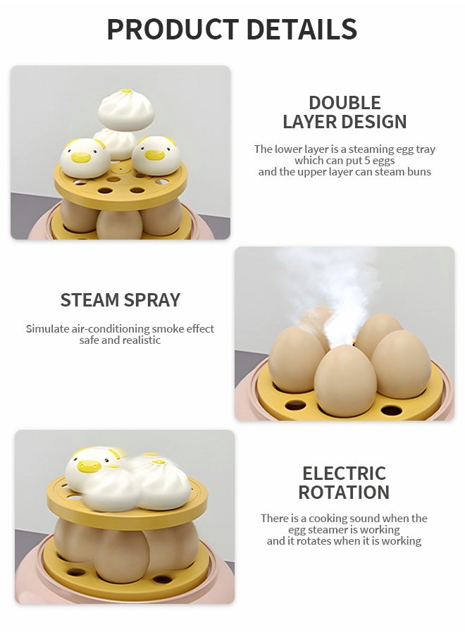 Kitchen Toys Kids Cookware Toy Set, Simulation Egg Steamer With Light And Sound Effects, Children's Spray Kitchen Toys Play House Toys