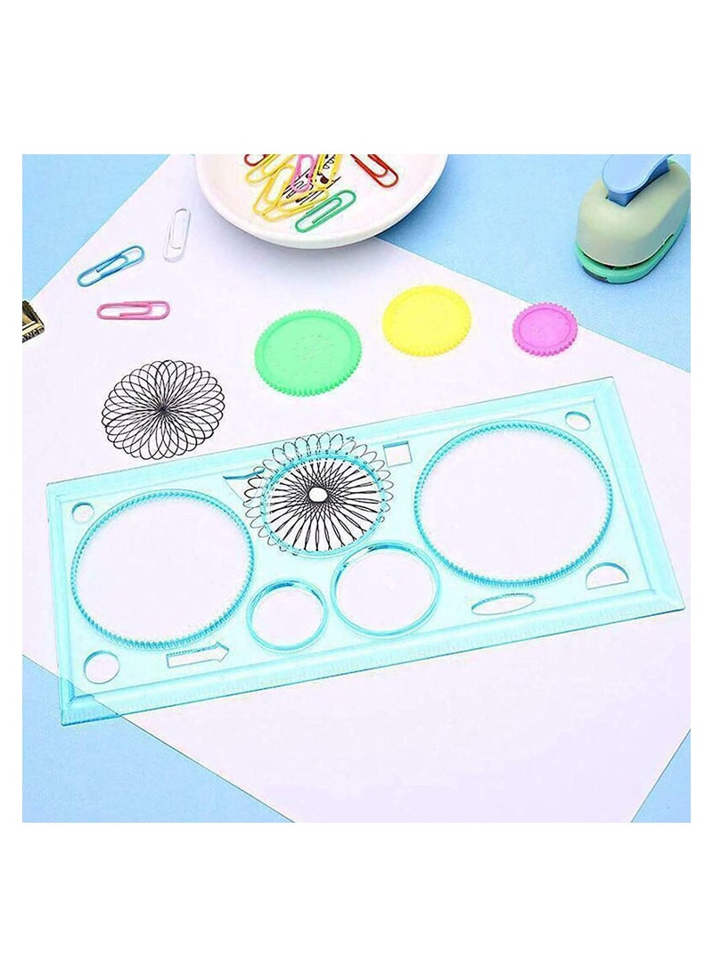 Magic Variety Flower Ruler SetMulti-Function Diy Magic Puzzle Gear SetSpiral Flower Interlocking Gear Toys for Kids ArtMandala Shape Stencil (4PCS)