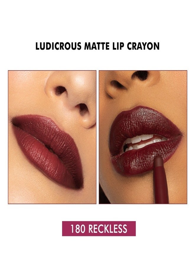 Milani Ludicrous Matte Lip Crayon Long Lasting Cream-to-Matte Lip Color, Matte Lip Color Stock With Glide-On Formula, Vegan & Cruelty-Free ( 180 Reckless ) 1.4g