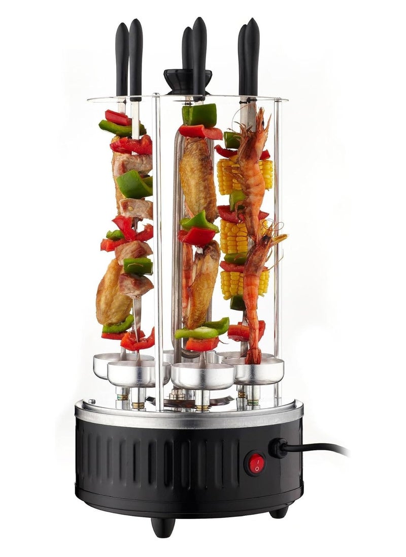 Stainless steel heating tube 360-degree automatic rotating skewer barbecue machine barbecue oven spiral family gathering 6 long skewers