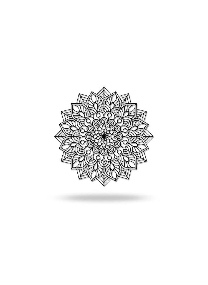 Wooden Wall Art With Self Adhesive Base - Black (Mandala Flower)
