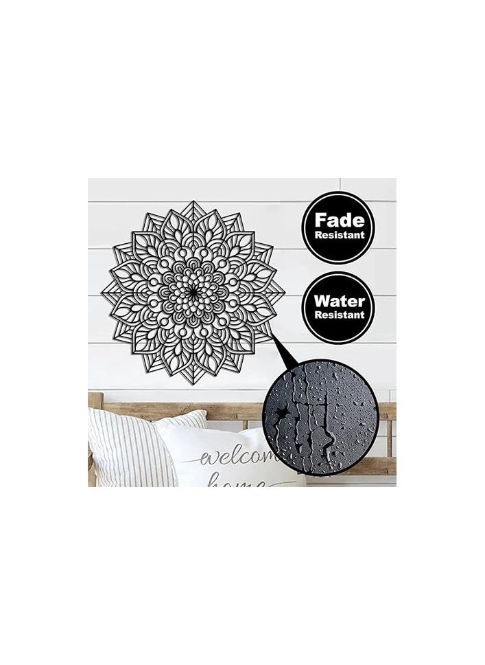 Wooden Wall Art With Self Adhesive Base - Black (Mandala Flower)