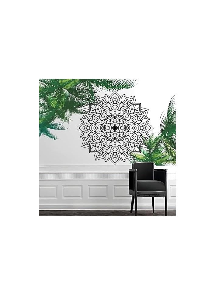 Wooden Wall Art With Self Adhesive Base - Black (Mandala Flower)
