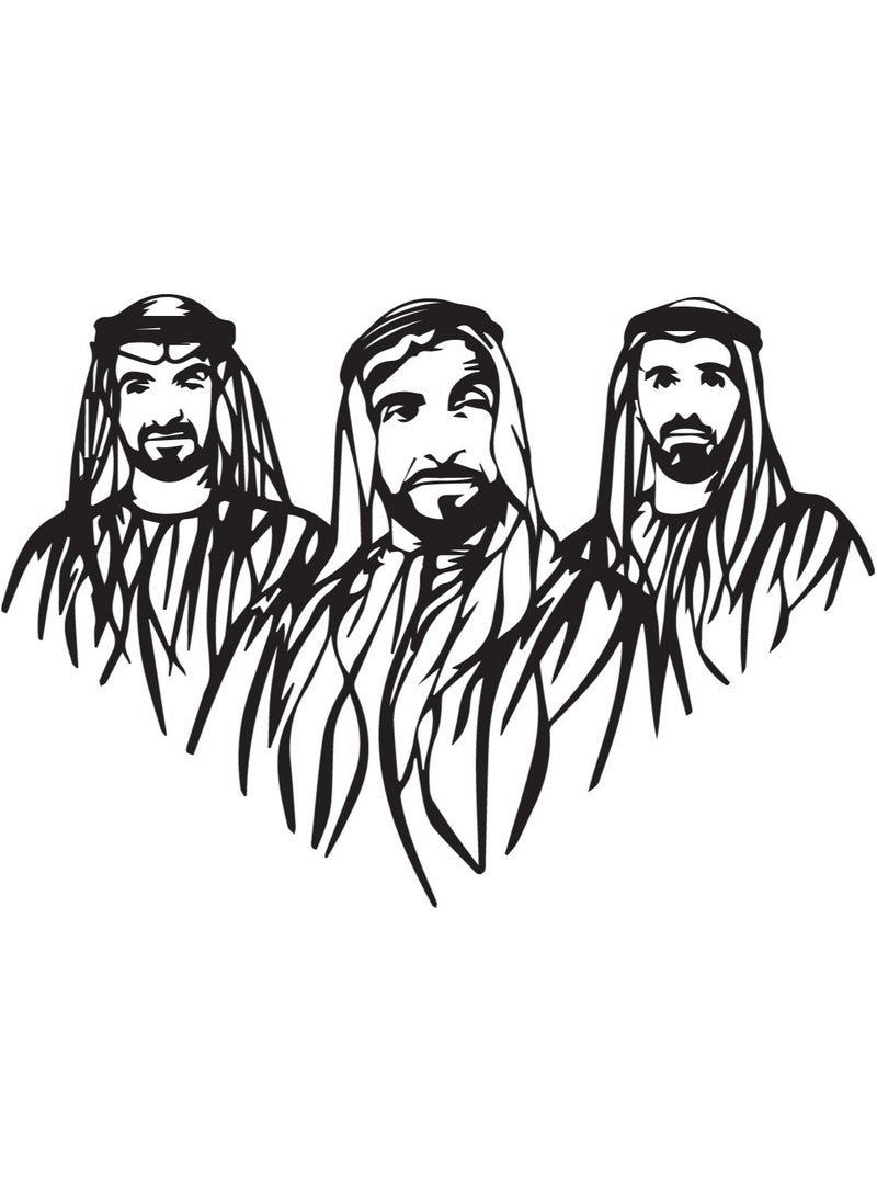 Wooden Wall Art With Self Adhesive Base - Black (The Emarati Rulers)