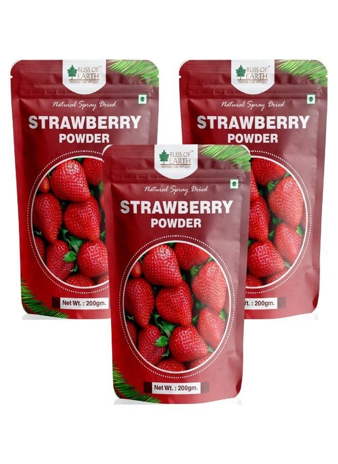 200 gm Strawberry Powder For Milk, Milkshake, Cake, Kids Loving Natural Spray Dried Pack of 3