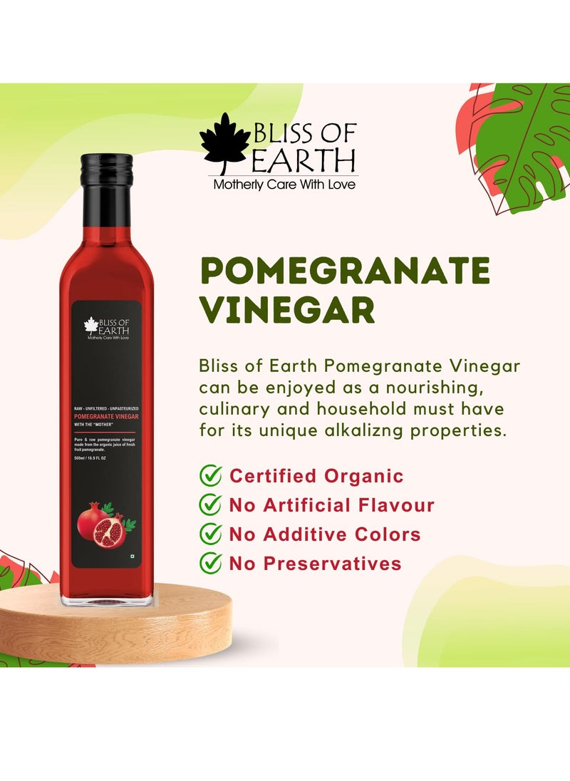 Raw Pomegranate Vinegar With Mother Unfiltered Anar Ka Sirka For Cooking Healhty Digestion & Metabolism 500ml Pack of 2