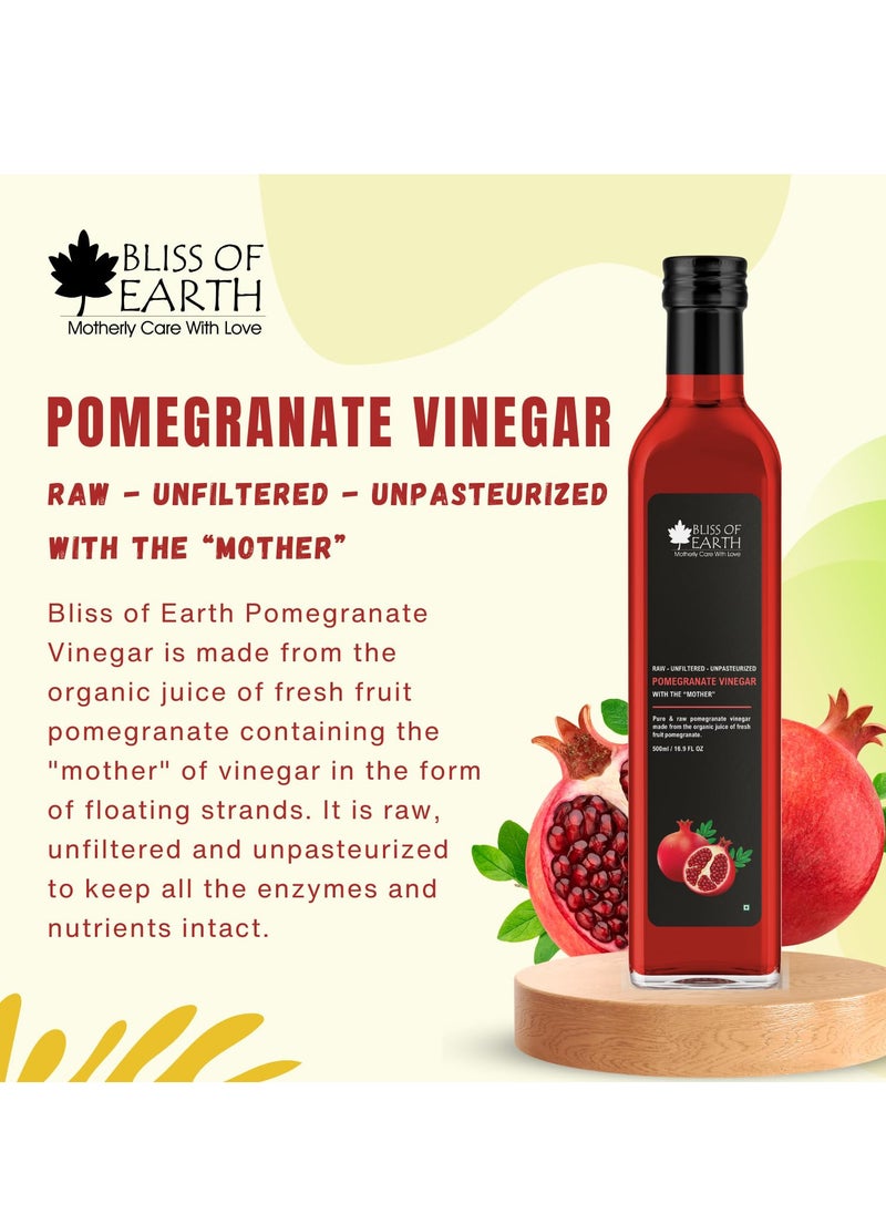 Raw Pomegranate Vinegar With Mother Unfiltered Anar Ka Sirka For Cooking Healhty Digestion & Metabolism 500ml Pack of 2