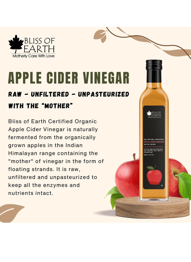 Organic Himalayan Apple Cider Vinegar & Pomegranate Vinegar With Mother of Vinegar Raw Unfiltered & Unpasteurized 500ml Each