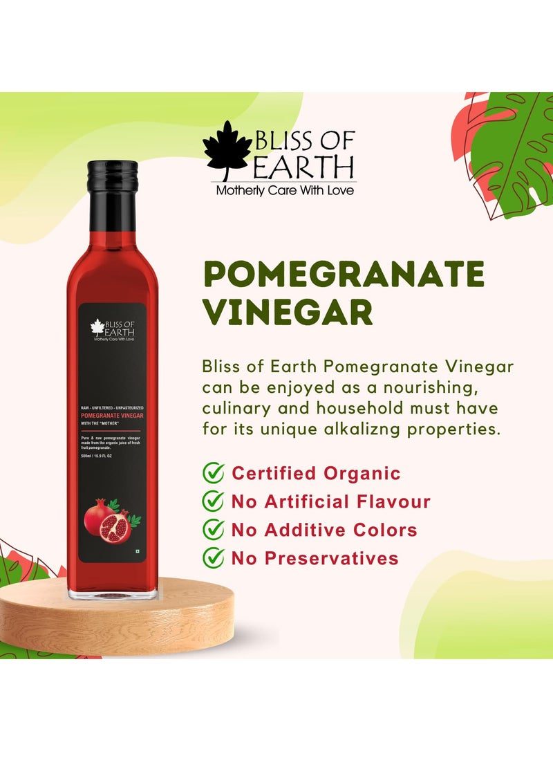 Organic Himalayan Apple Cider Vinegar & Pomegranate Vinegar With Mother of Vinegar Raw Unfiltered & Unpasteurized 500ml Each