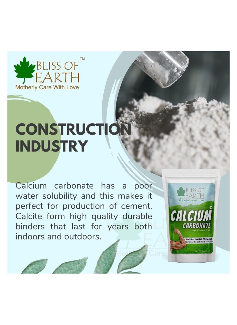 Bliss of Earth Calcium Carbonate Powder Food Grade For Strong Bones & Teeth Natural Antacid 453GM Pack of 2