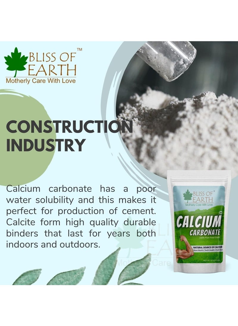 Bliss of Earth 4 oz Calcium Carbonate Powder Food Grade For Strong Bones & Teeth Natural Antacid 113GM Pack of 3