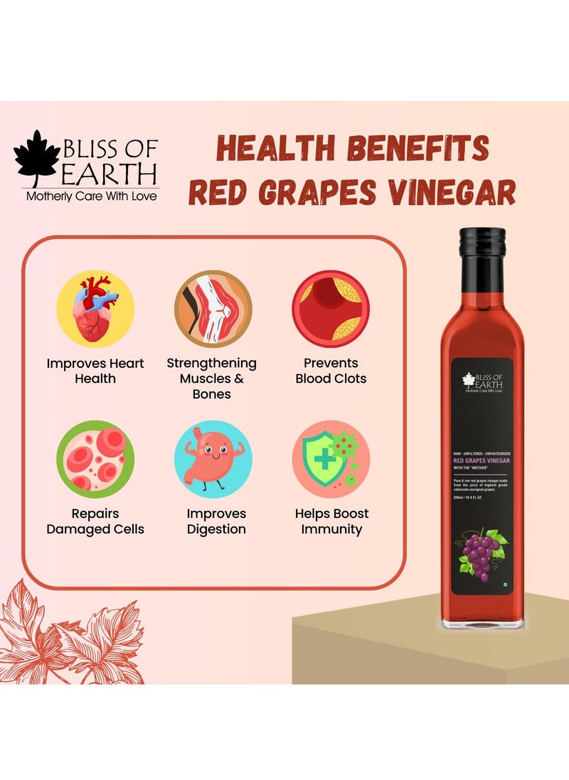 Red Grapes Vinegar and Jamun Java Plum Vinegar With Mother Unfiltered For Cooking Salad Dressings and Marinating Fresh or Grilled Vegetables 500ml Each