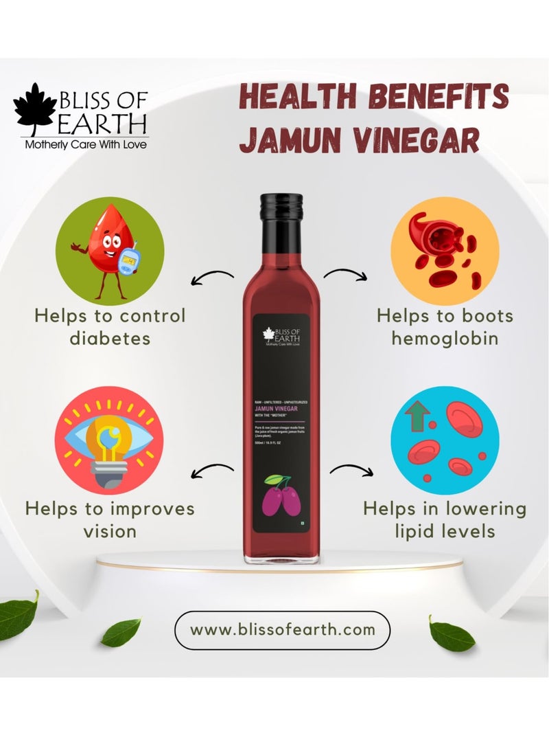 Red Grapes Vinegar and Jamun Java Plum Vinegar With Mother Unfiltered For Cooking Salad Dressings and Marinating Fresh or Grilled Vegetables 500ml Each
