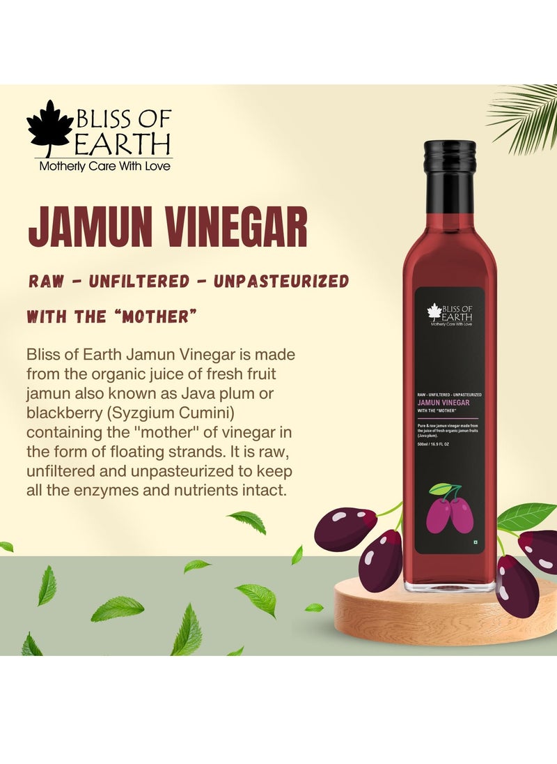 Red Grapes Vinegar and Jamun Java Plum Vinegar With Mother Unfiltered For Cooking Salad Dressings and Marinating Fresh or Grilled Vegetables 500ml Each