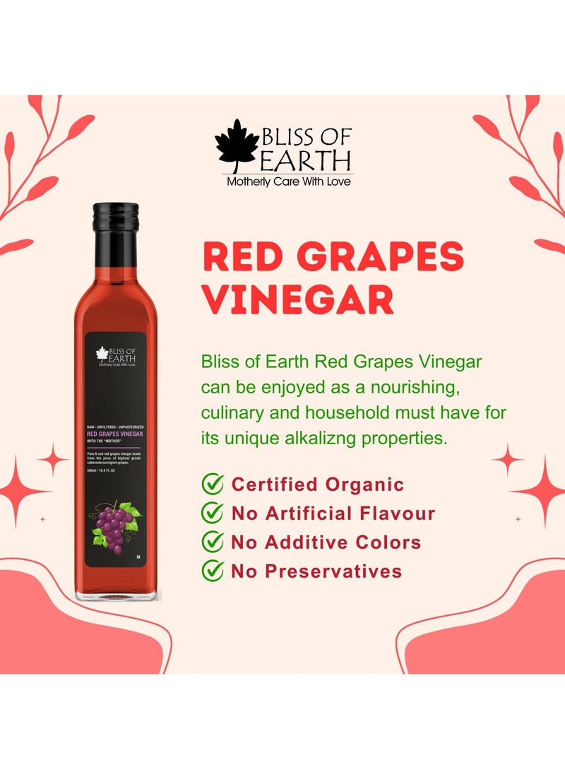 Red Grapes Vinegar and Jamun Java Plum Vinegar With Mother Unfiltered For Cooking Salad Dressings and Marinating Fresh or Grilled Vegetables 500ml Each