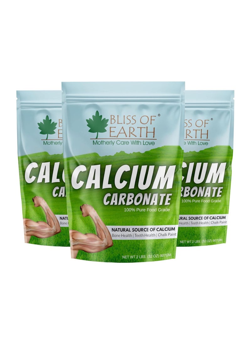 32 oz Calcium Carbonate Powder Food Grade For Strong Bones and Teeth Natural Antacid 907GM Pack of 3