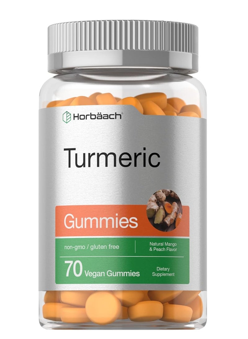 Horbäach Turmeric Curcumin Gummies with Ginger | 90 Count | Mango & Peach Flavor | Vegan Non-GMO & Gluten Free Supplement