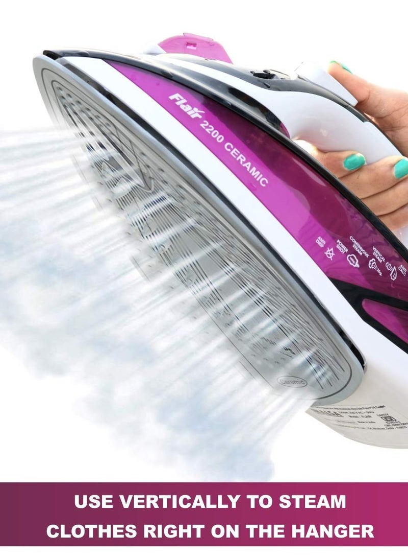 2200 W Steam Iron, Vertical Steaming, Anti-Calcium System, Ceramic Non-Stick Soleplate, Self-Cleaning, Anti-Drip, Rapid Heating, random color available